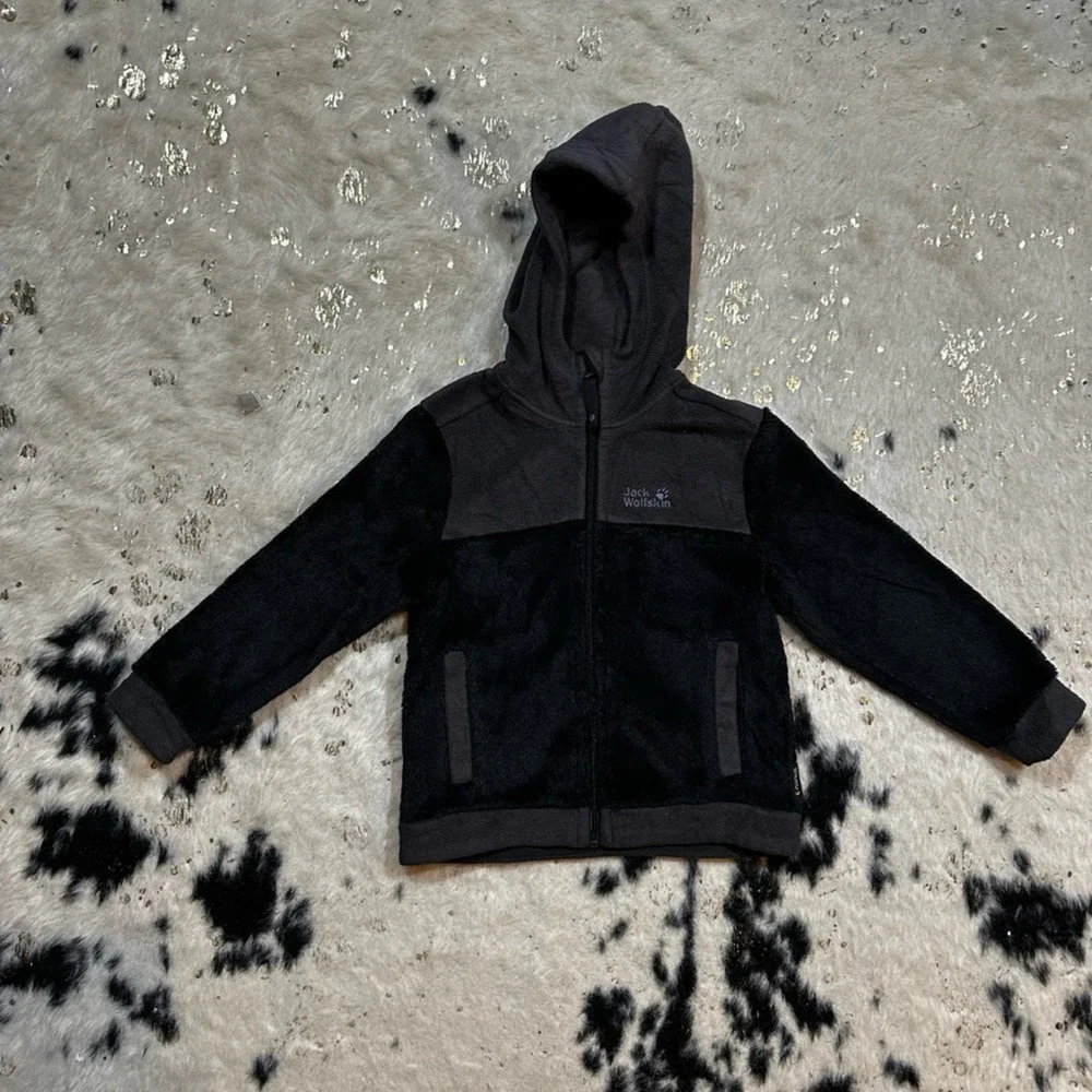 Jack Wolfskin Youth Full Zip Hooded Plush Fleece Jacket Size 6